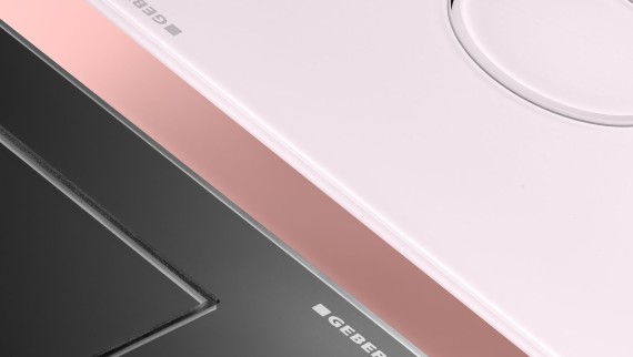 Placa de descarga Geberit Sigma40 com apenas 4 mm de espessura Placa de descarga Geberit Sigma40 com apenas 4 mm de espessura