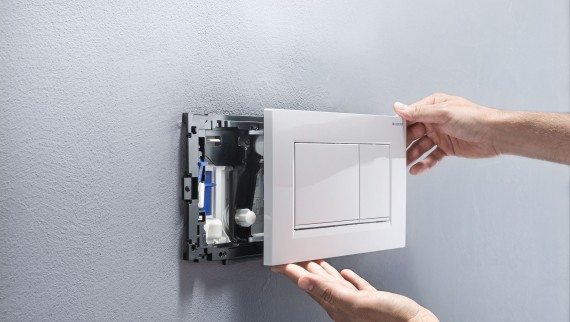 Placa de descarga Sigma20 branca (© Geberit) Placa de descarga Sigma20 branca (© Geberit)