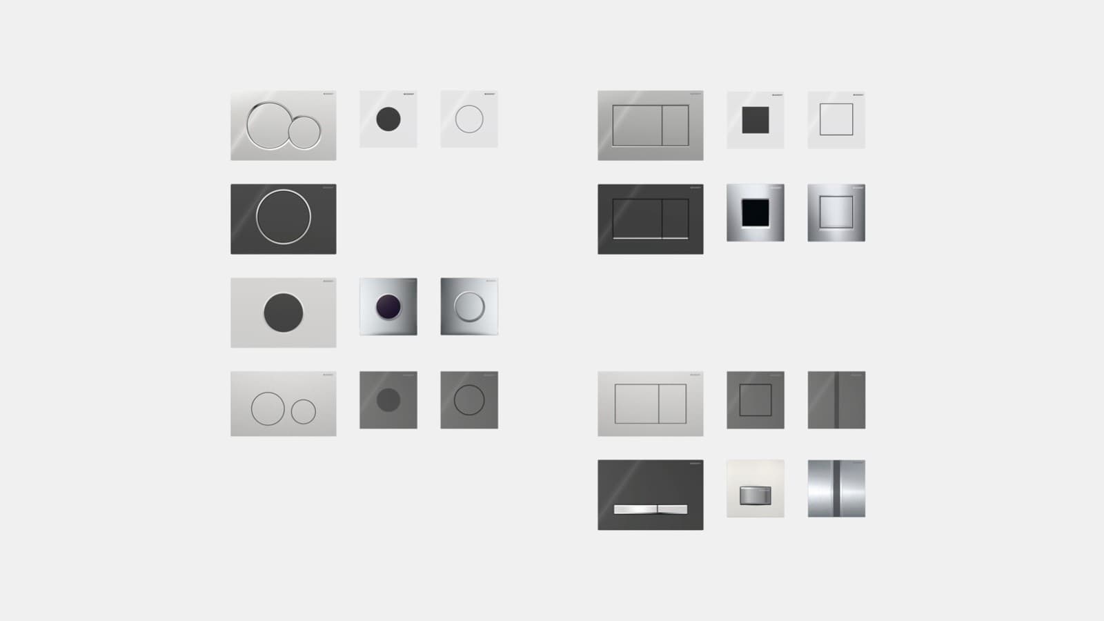 Placas de descarga Geberit para sanitas e para urinóis Placas de descarga Geberit para sanitas e para urinóis