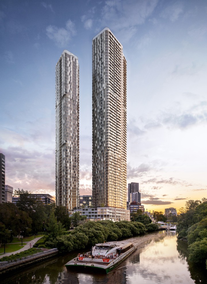 As duas 180 George Towers dominam os bairros ocidentais de Sydney (© Meriton Group)